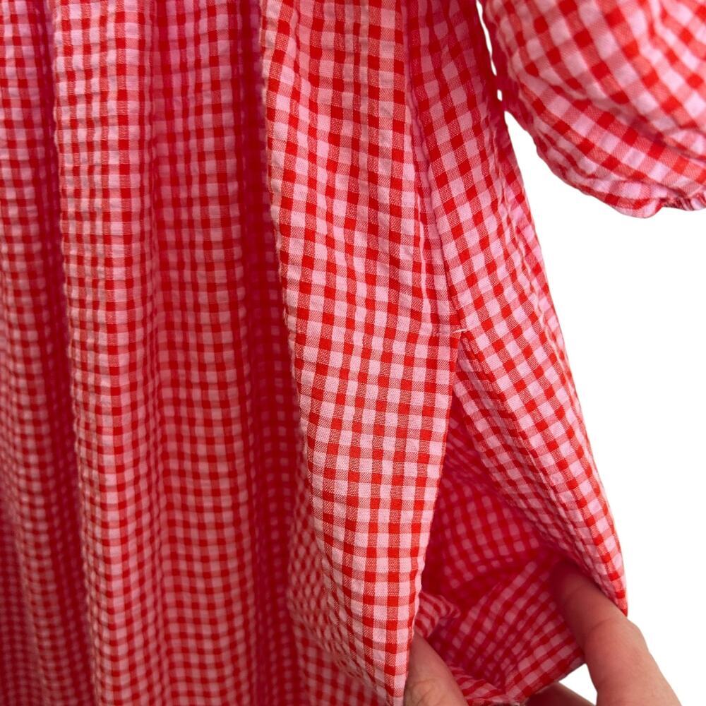 Nobody’s Child Women's ‘Kylie’ Midi Smock Dress Gingham Red/Pink Size UK 10 US 6 - Picture 11 of 12